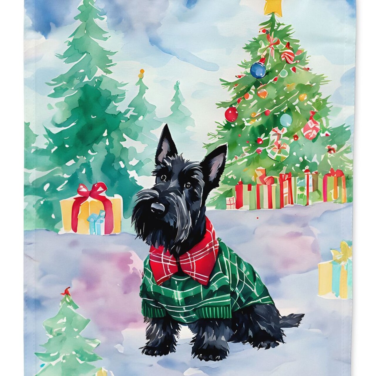 Edge Collections - 28" X 40" - Multicolor - Scottish Terrier Christmas Large Yard Porch - 1 Piece